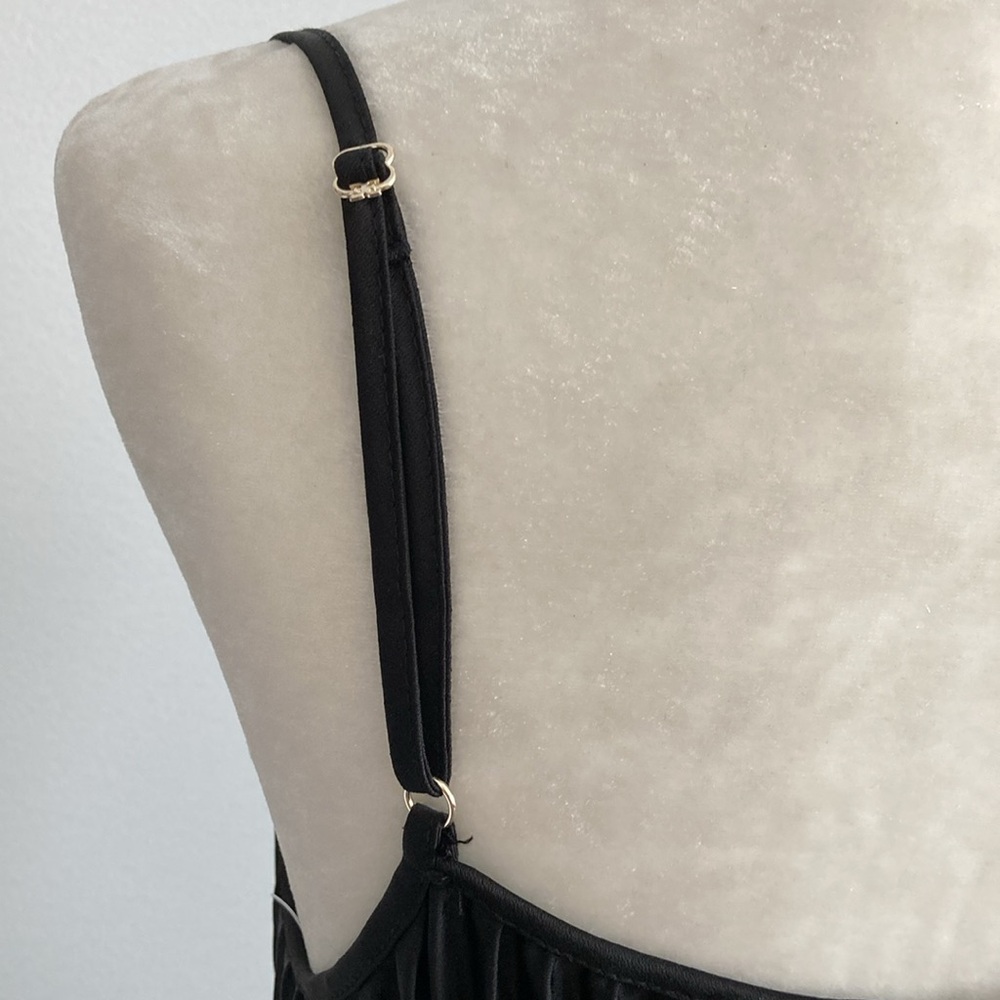 Sam Edelman Black Satin Plisse Pleated Midi Dress - Picture 11 of 13